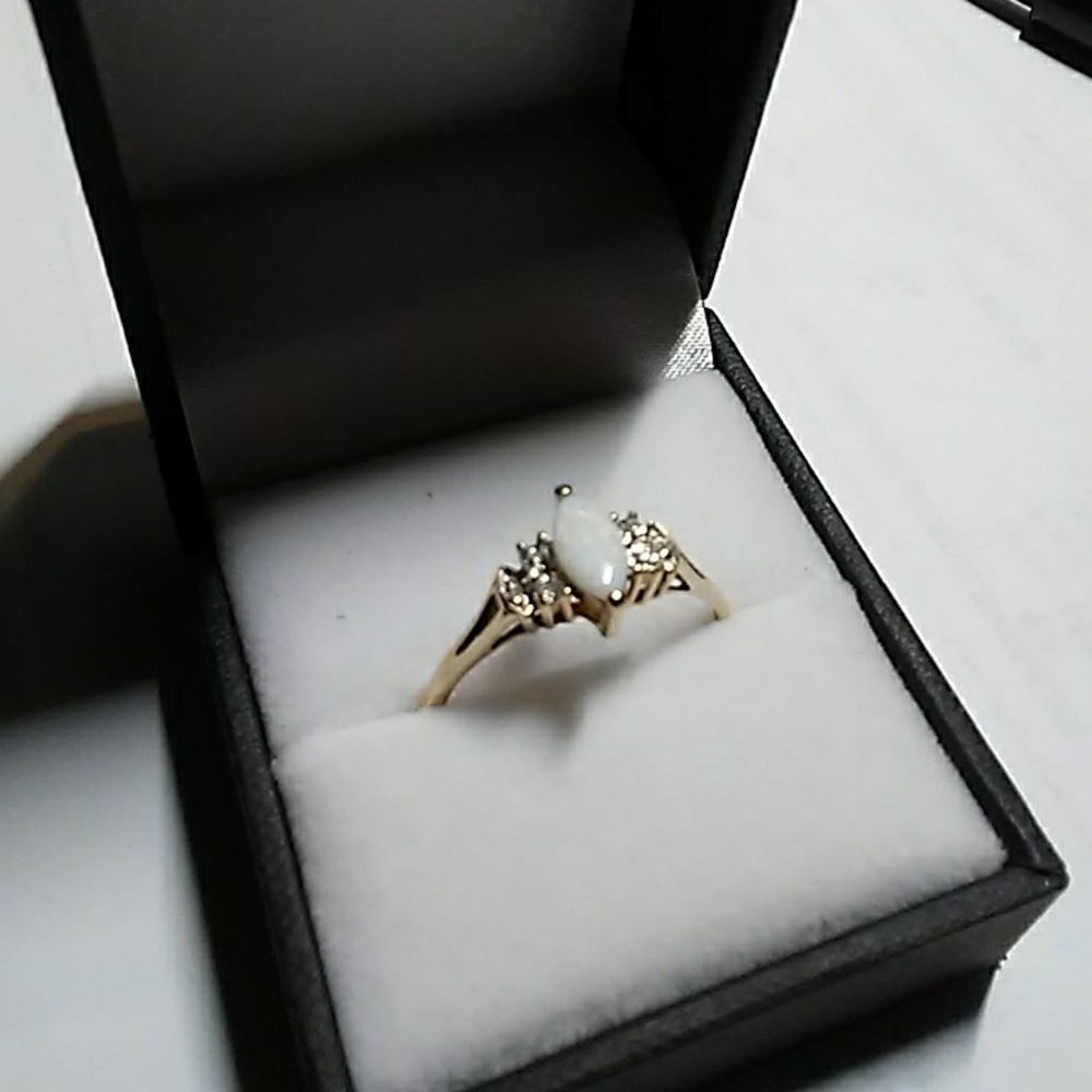 10k Opal and Diamond Ring